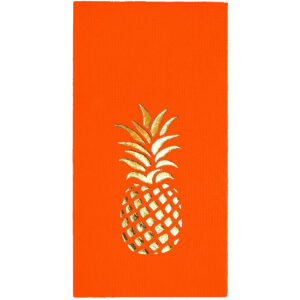 40x40 cm Altın Varak Ananas Tropikal Parti Desenli 16'lı 1/8 Katlama Turuncu Renkli Kağıt Peçete