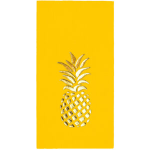 40x40 cm Altın Varak Ananas Tropikal Parti Desenli 16'lı 1/8 Katlama Sarı Renkli Kağıt Peçete