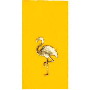 40x40 cm Altın Varak Flamingo Tropikal Parti Desenli 16'lı 1/8 Katlama Sarı Renkli Kağıt Peçete