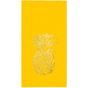 40x40 cm Altın Varak Ananas Tropikal Parti Desenli 16'lı 1/8 Katlama Sarı Renkli Kağıt Peçete