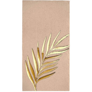 40x40 cm Altın Varak Tropikal Yaprak Floral Desenli 16'lı Kraft Renkli Kağıt Peçete