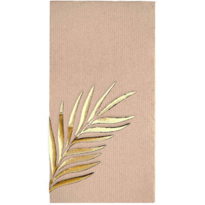 40x40 cm Altın Varak Tropikal Yaprak Floral Desenli 16'lı Kraft Renkli Kağıt Peçete