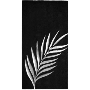 40x40 cm Gümüş Varak Tropikal Yaprak Floral Desenli 16'lı Siyah Renkli Kağıt Peçete