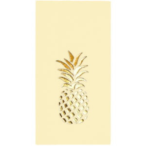 40x40 cm Altın Varak Ananas Tropikal Parti Desenli 16'lı 1/8 Katlama Krem Renkli Kağıt Peçete