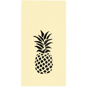 40x40 cm Siyah Varak Ananas Tropikal Parti Desenli 16'lı 1/8 Katlama Krem Renkli Kağıt Peçete