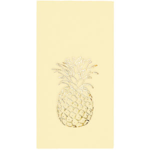 40x40 cm Altın Varak Ananas Tropikal Parti Desenli 16'lı 1/8 Katlama Krem Renkli Kağıt Peçete