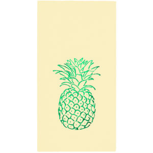 40x40 cm Yeşil Varak Ananas Tropikal Parti Desenli 16'lı 1/8 Katlama Krem Renkli Kağıt Peçete