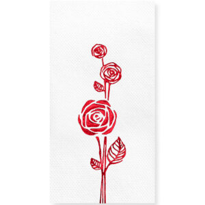 40x40 Cm Kırmızı Varak Güller Floral Desenli 16'lı Beyaz Renkli Kağıt Peçete