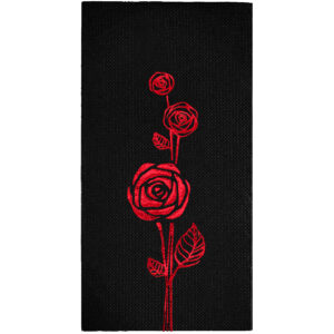 40x40 Cm Kırmızı Varak Güller Floral Desenli 16'lı Siyah Renkli Kağıt Peçete