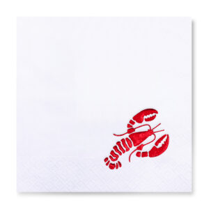 33x33 cm Kırmızı Varak Lobster Deniz Marin Desenli 16'lı Beyaz Renkli Kağıt Peçete