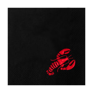33x33 cm Kırmızı Varak Lobster Deniz Marin Desenli 16'lı Siyah Renkli Kağıt Peçete