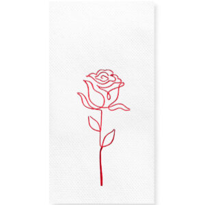 40x40 Cm Kırmızı Varak Gül Floral Desenli 16'lı Beyaz Renkli Kağıt Peçete