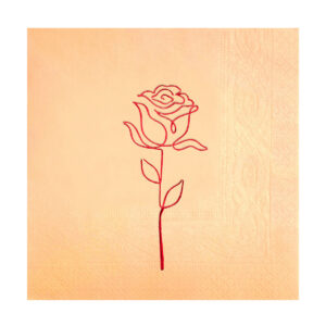 33x33 cm Kırmızı Varak Gül Floral Desenli 16'lı Pudra Bej Renkli Kağıt Peçete