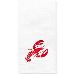 40x40 cm Kırmızı Varak Lobster Deniz Marin Desenli 16'lı Cepli Beyaz Renkli Kağıt Peçete
