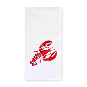 33x33 cm Kırmızı Varak Lobster Deniz Marin Desenli 16'lı 1/8 Katlama Beyaz Renkli Kağıt Peçete