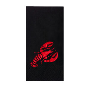 33x33 cm Kırmızı Varak Lobster Deniz Marin Desenli 16'lı 1/8 Katlama Siyah Renkli Kağıt Peçete
