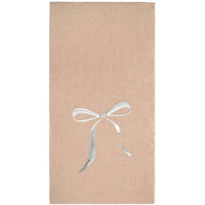 40x40 cm Gümüş Varak Fiyonk Kurdele Desenli 16'lı Kraft Renkli Kağıt Peçete