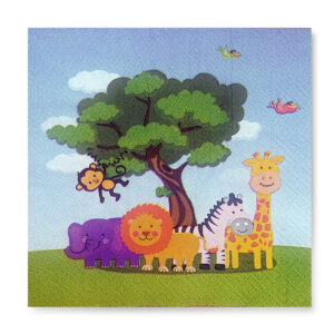 33x33 Cm 2 Katlı Sevimli Hayvanlar Safari Desenli 20'li Kağıt Peçete