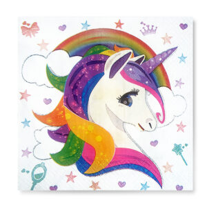 33x33 Cm 2 Katlı Unicorn Desenli 16'lı Kağıt Peçete