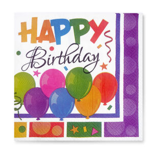 33x33 Cm 2 Katlı Happy Birthday Desenli 16'lı Kağıt Peçete